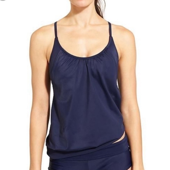Athleta Strappy Back Blouson Tankini Top EUC - Picture 1 of 9
